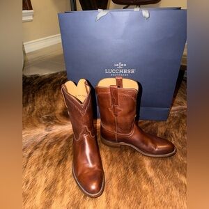 Lucchese Majestic Roper Goat Leather Boots Men’s 10.5D